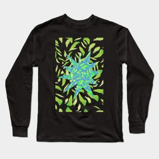 Green Splats on Blue Long Sleeve T-Shirt